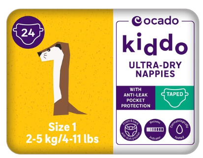 Ocado Kiddo Ultra-Dry Nappies Size 1 (2-5kg)