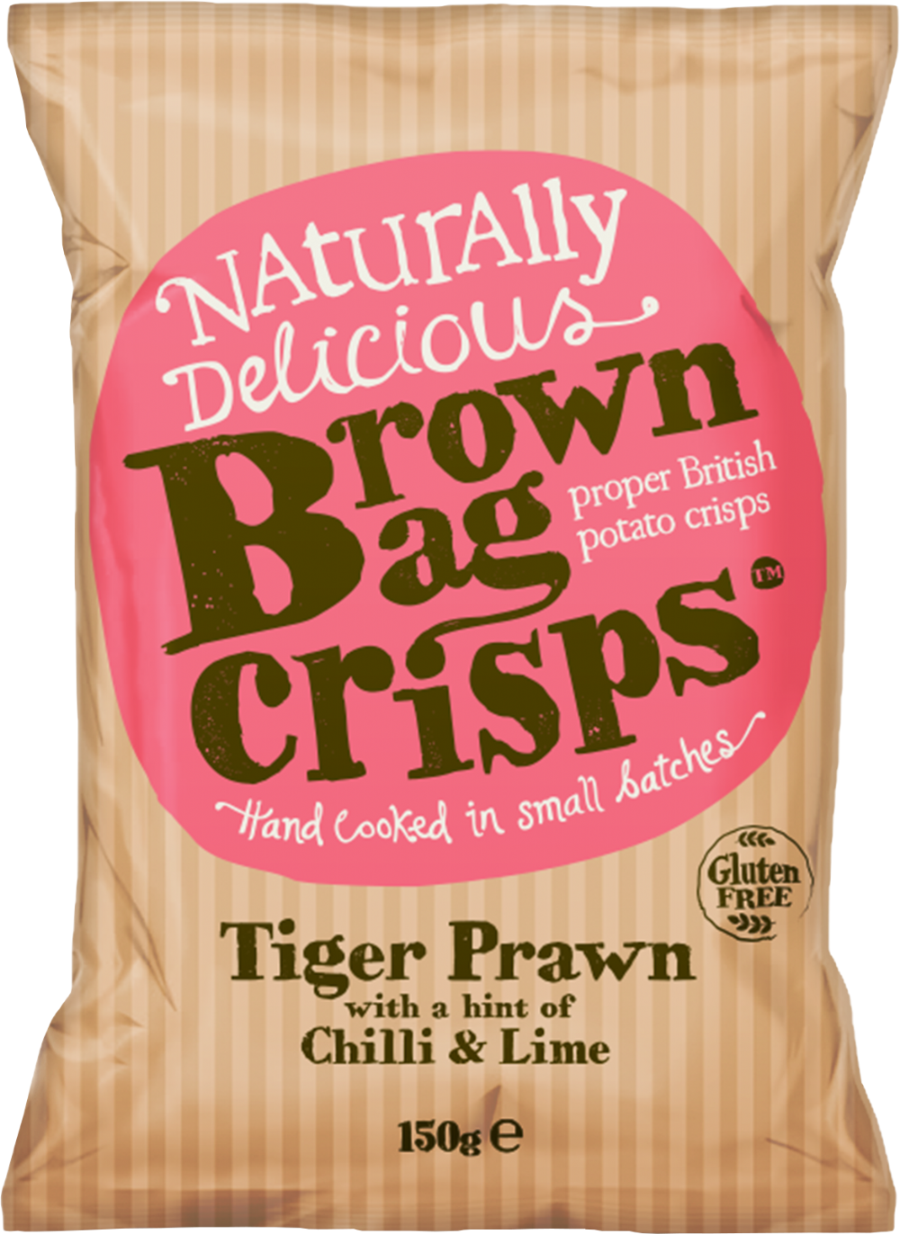 Brown Bag Crisps Tiger Prawn With A Hint Of Chilli & Lime 150G