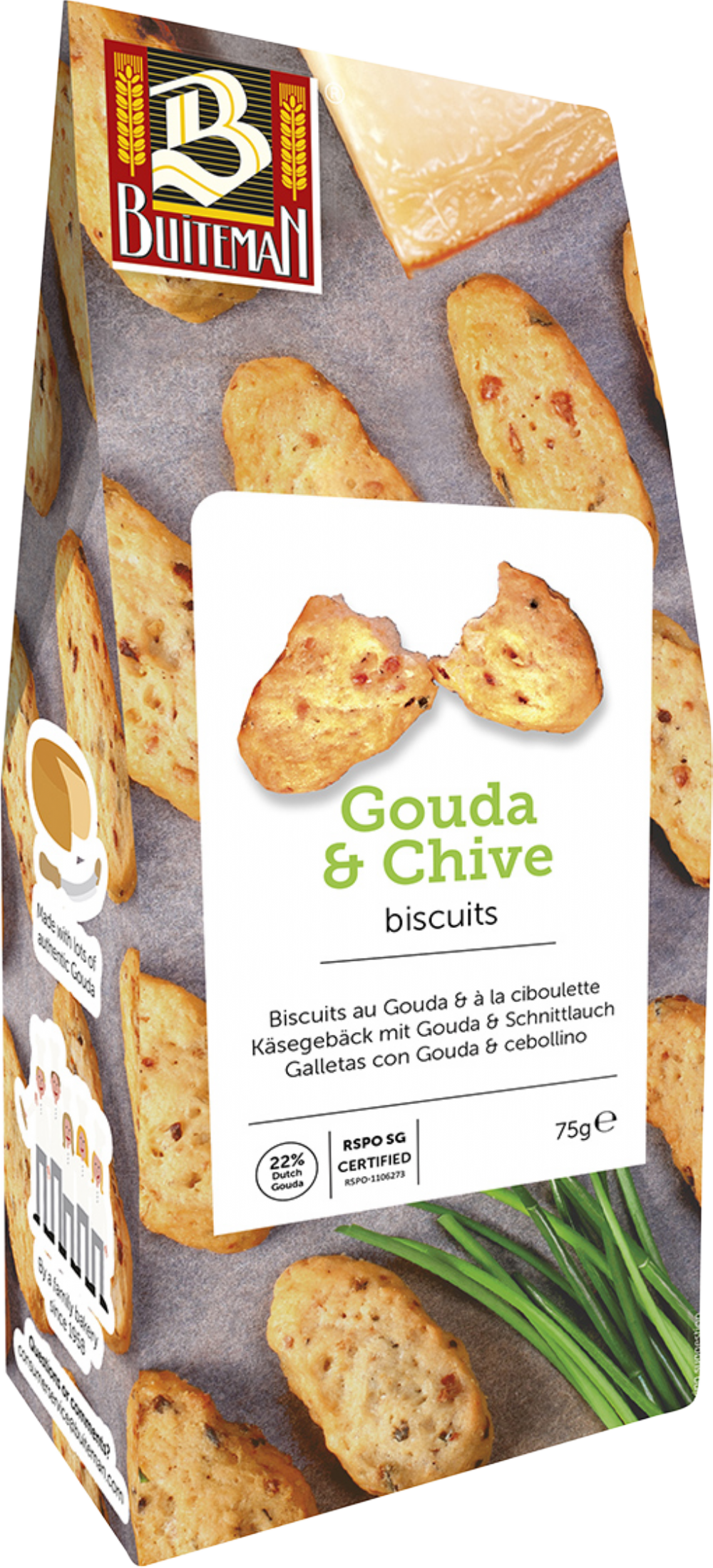 Buiteman Gouda & Chive Biscuits 75g