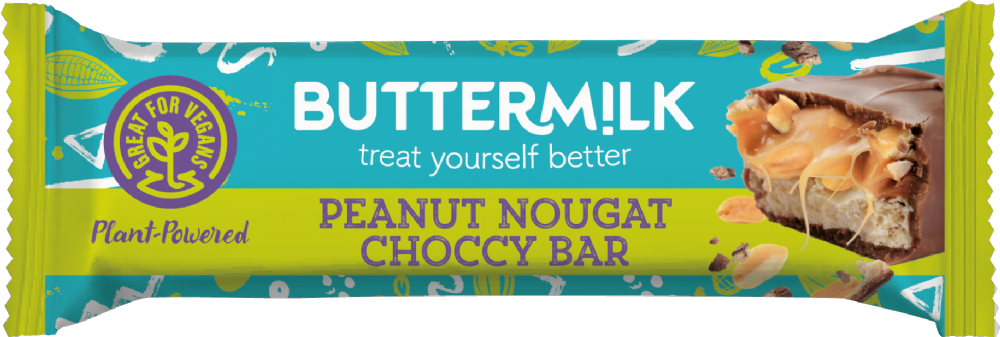 Buttermilk Plant-Powered Peanut Nougat Caramel Choccy Bar 50G