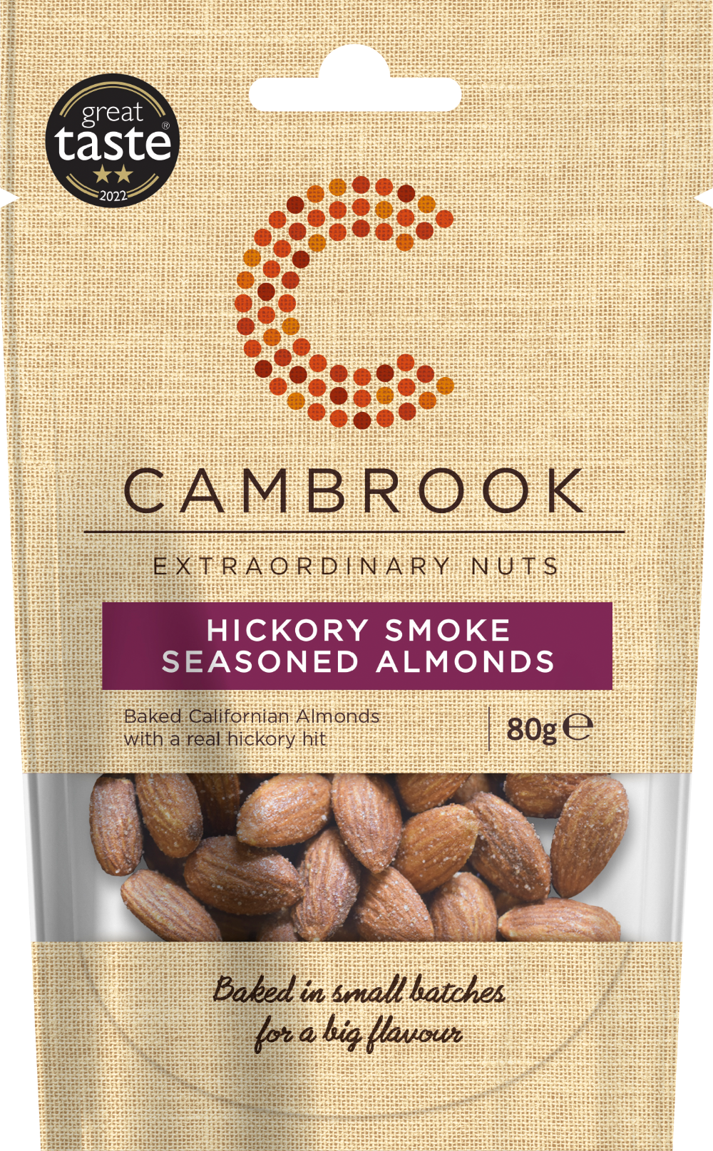 Cambrook Hickory Smoke Seasoned Almonds 80G
