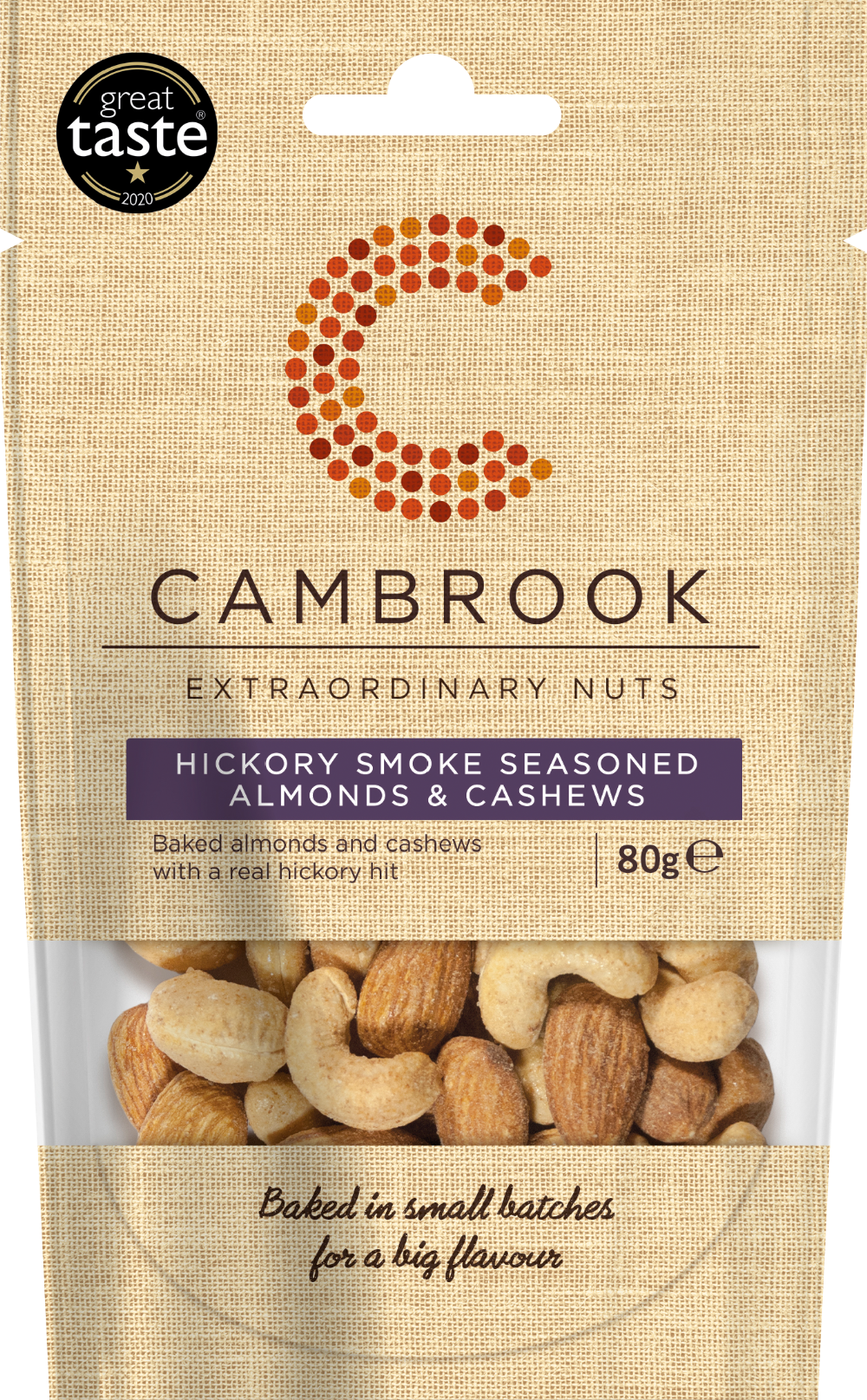 Cambrook Hickory Smoke Seasoned Almonds & Cashews 80G