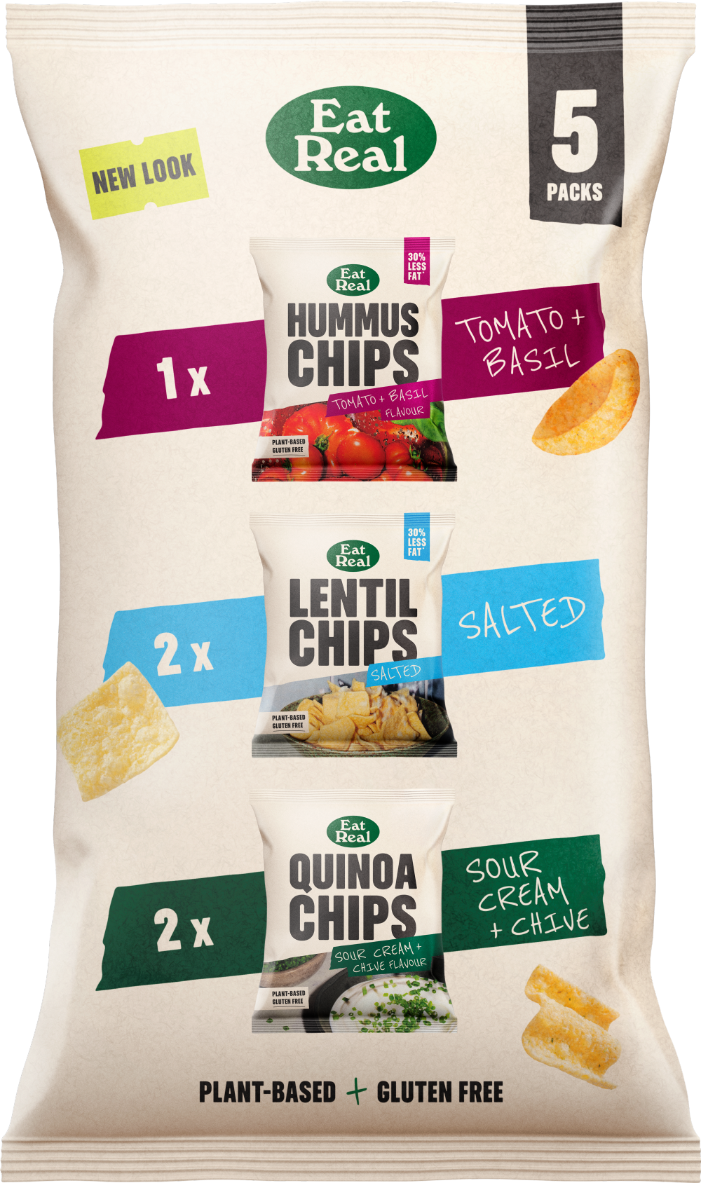 Eat Real Hummus, Lentil & Quinoa Chips Multipack (2X18G,2X20G,1X22G)