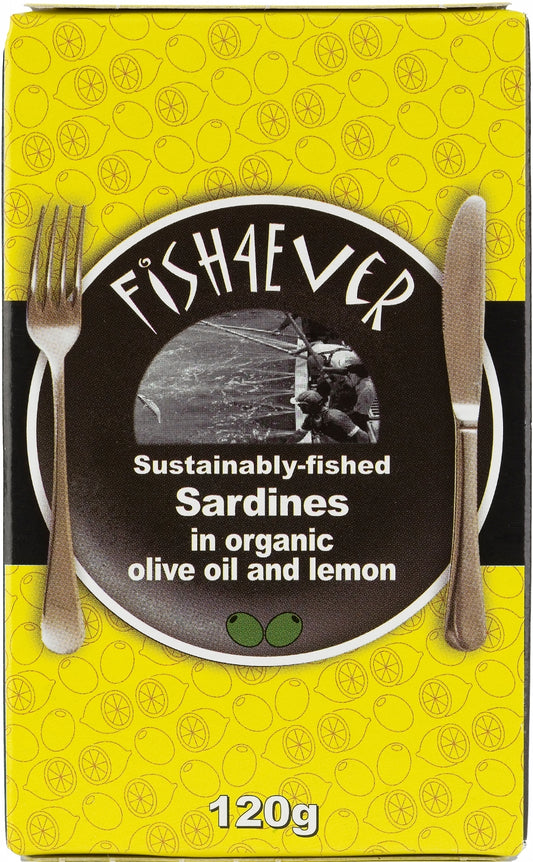 Fish 4 Ever Sardines In Organic Olive Oil & Lemon 120G