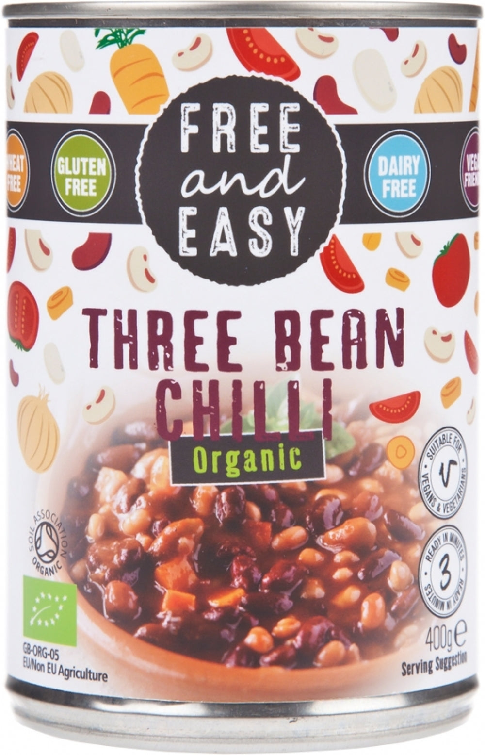 Free And Easy Organic Three Bean Chilli 400G