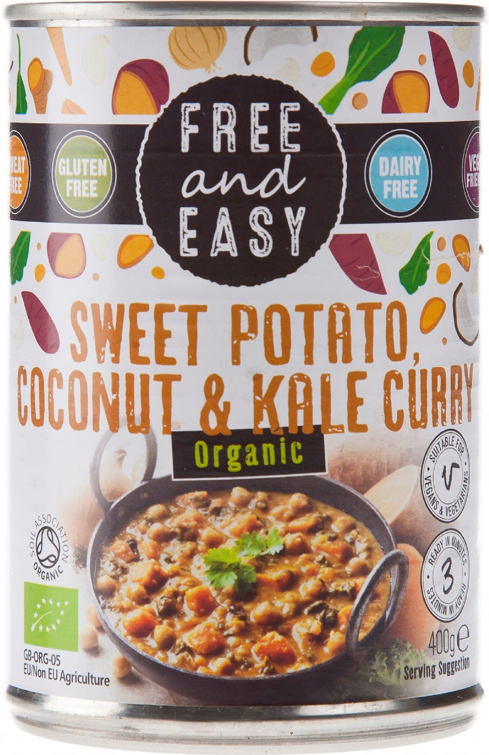 Free And Easy Organic Sweet Potato, Coconut & Kale Curry 400G