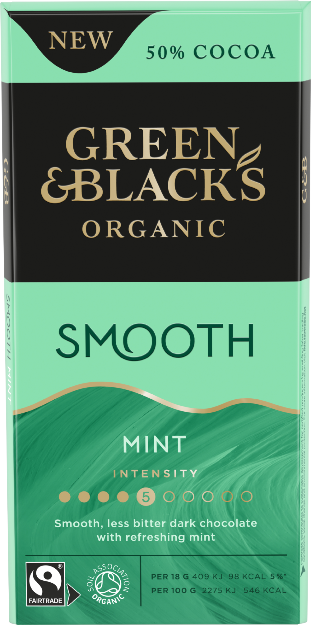 Green & Black's Organic Smooth 50% Cocoa Dark Mint Chocolate Bar 90G