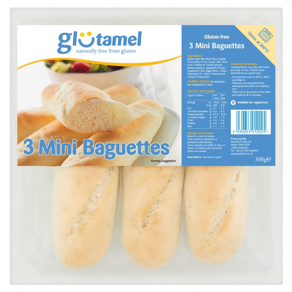 Glutamel 3 Mini Baguettes 300G