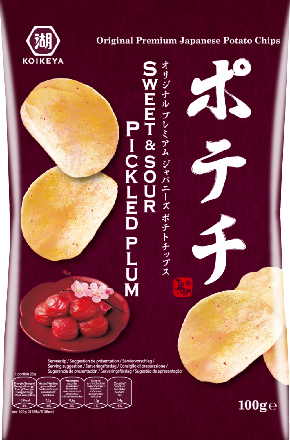 Koikeya Potato Crisps - Sweet & Sour Pickled Plum 100G