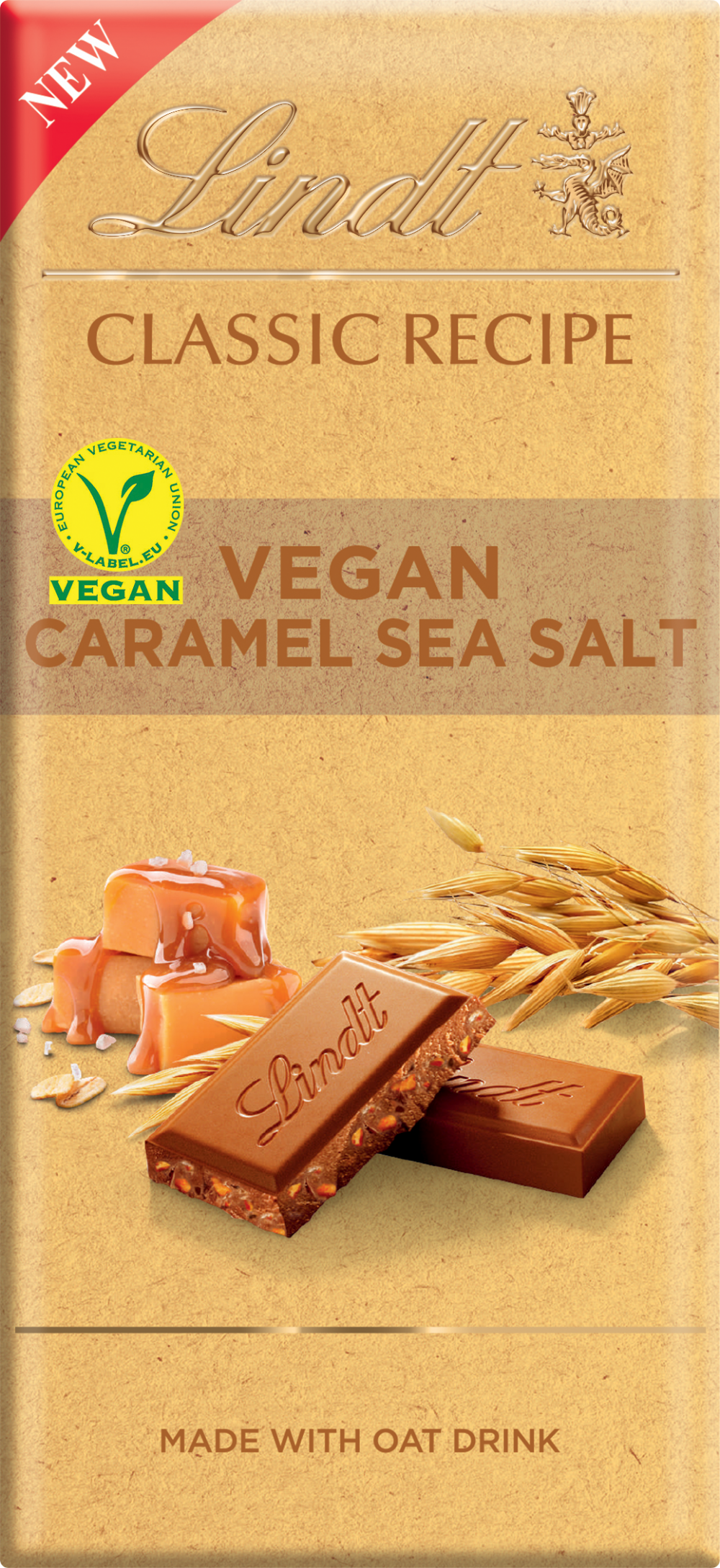 Lindt Classic Recipe Bar - Vegan Caramel Sea Salt 100G