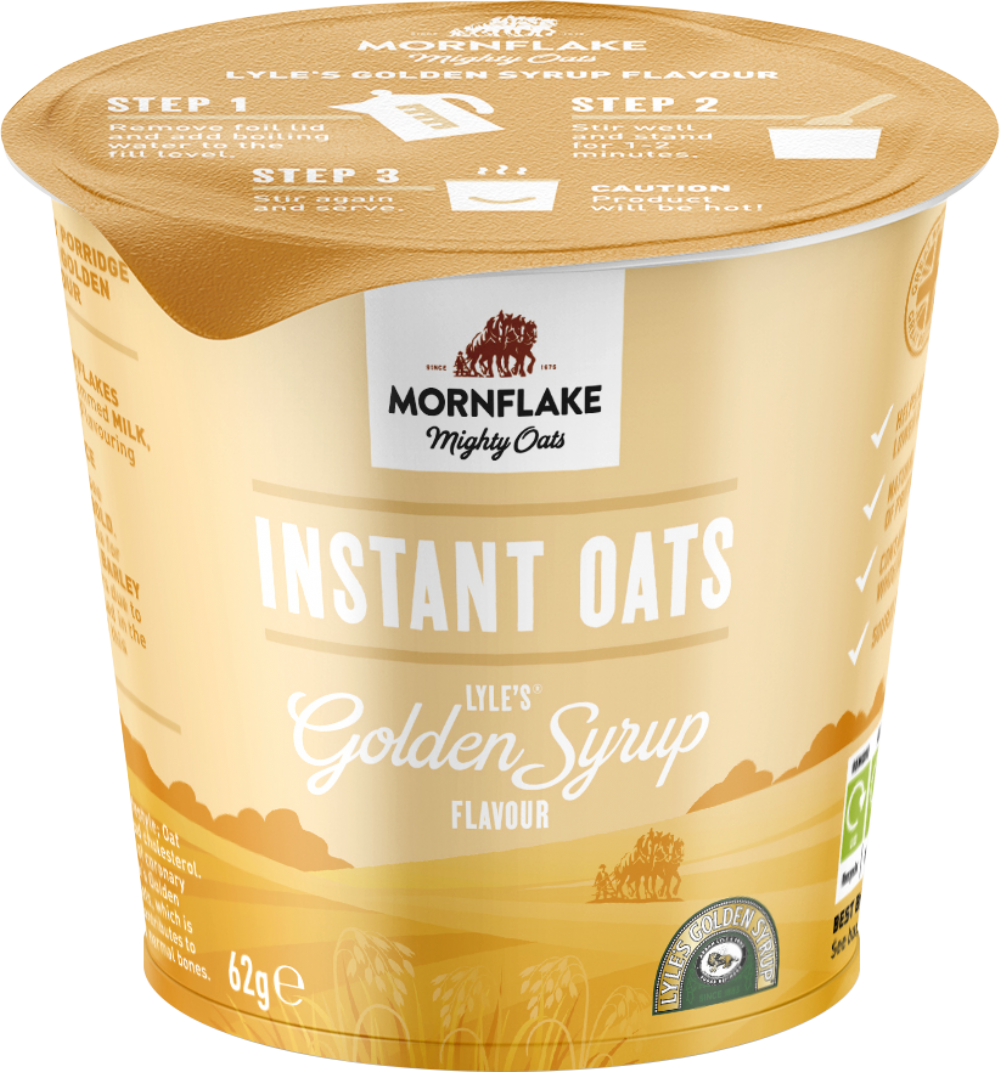 Mornflake Oats 2 Go Porridge Pot - Lyle's Golden Syrup 62G