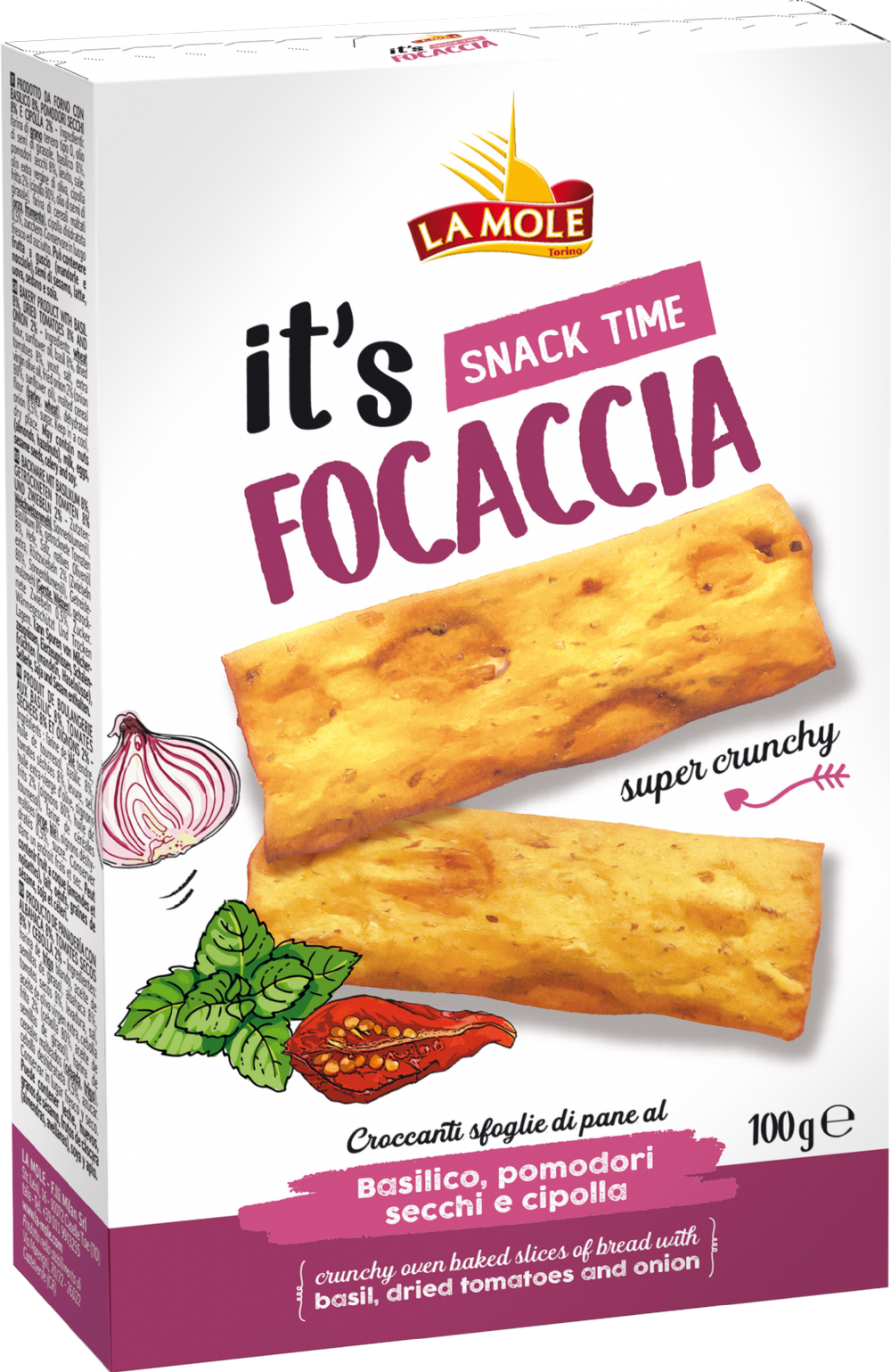 La Mole Focaccia - Basil, Dried Tomatoes & Onion 100G