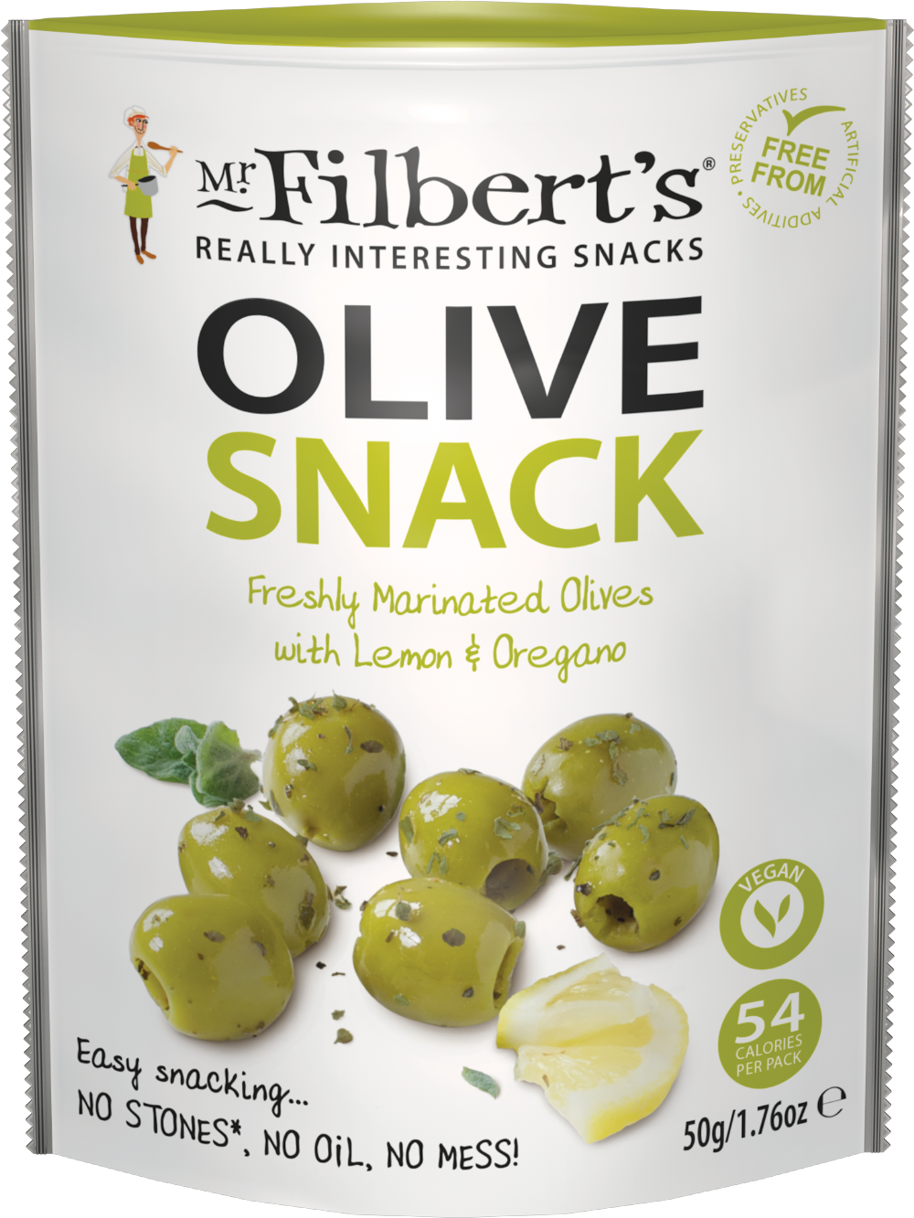 Mr Filbert's Marinated Green Olives With Lemon & Oregano 50G