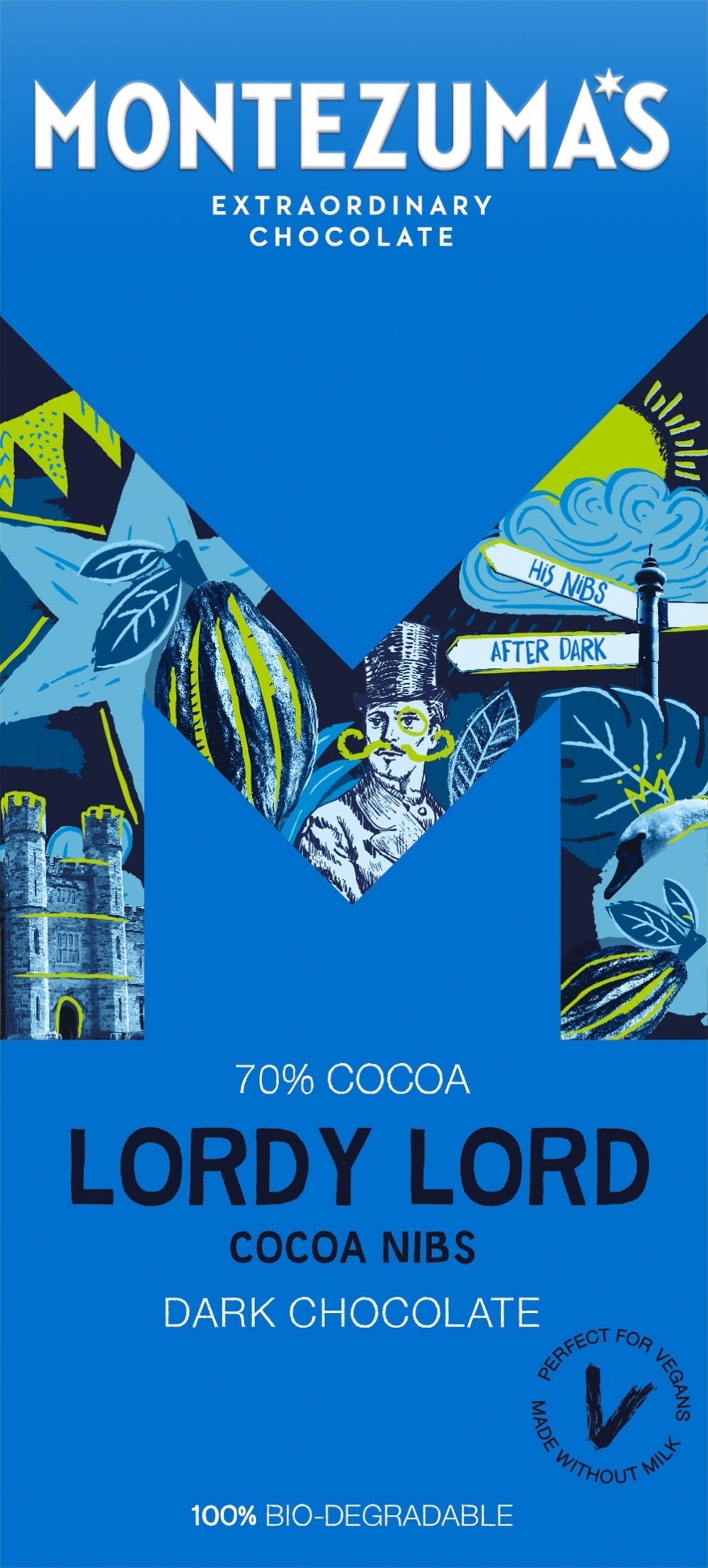 Montezuma's Lordy Lord - Cocoa Nibs Dark Chocolate Bar 90G