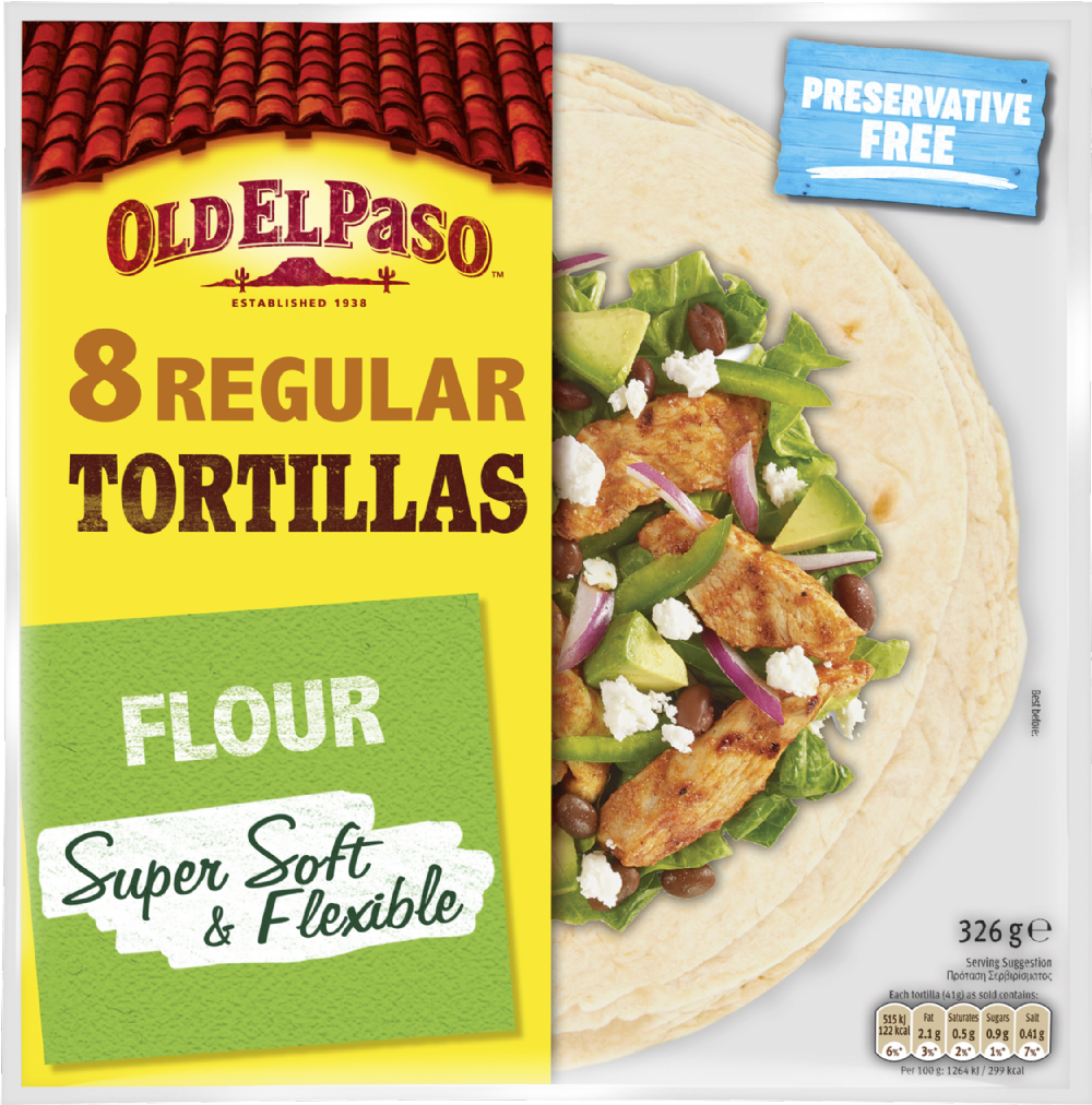 Old El Paso 8 Super Soft Flour Tortillas 326G