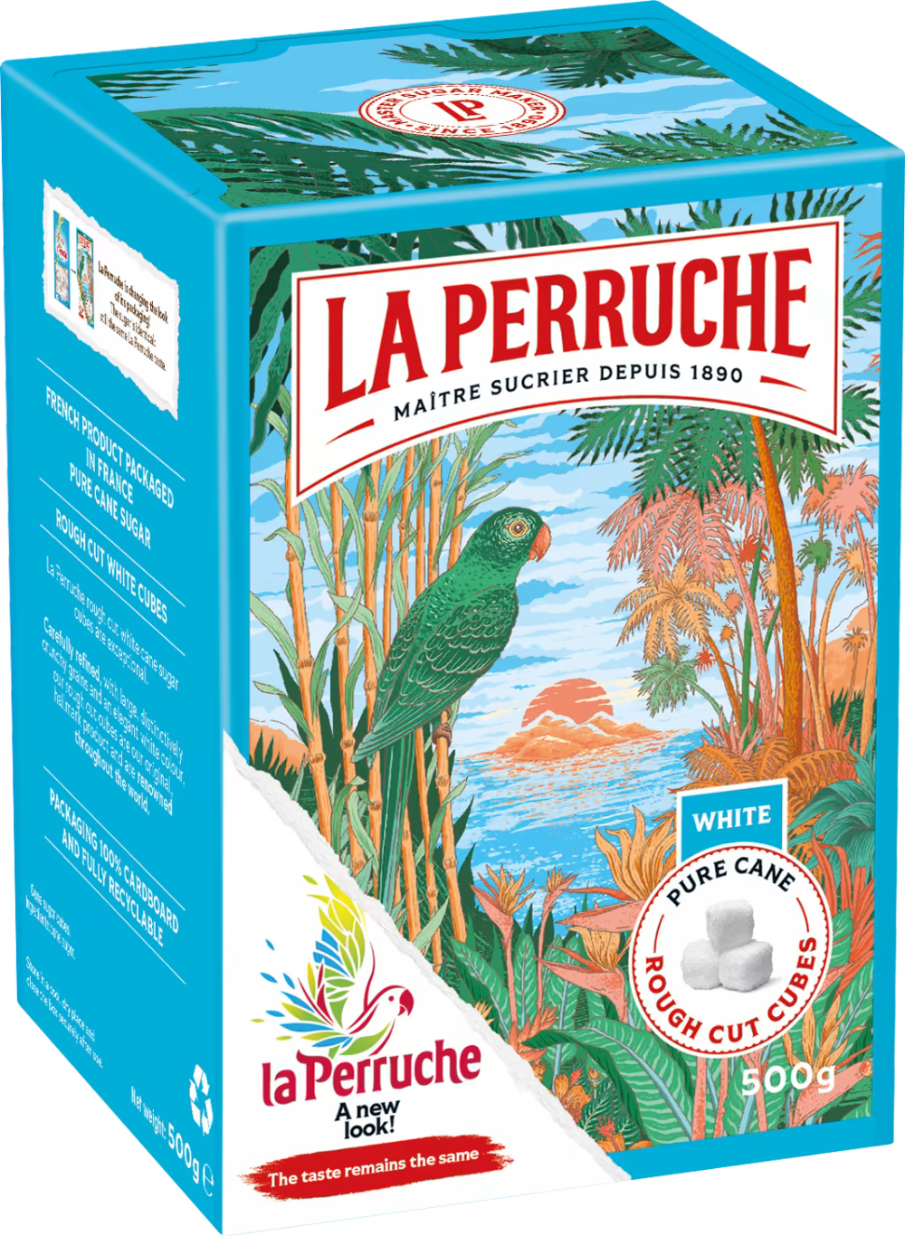 La Perruche Pure Cane Rough Cut Sugar Cubes - White 500G