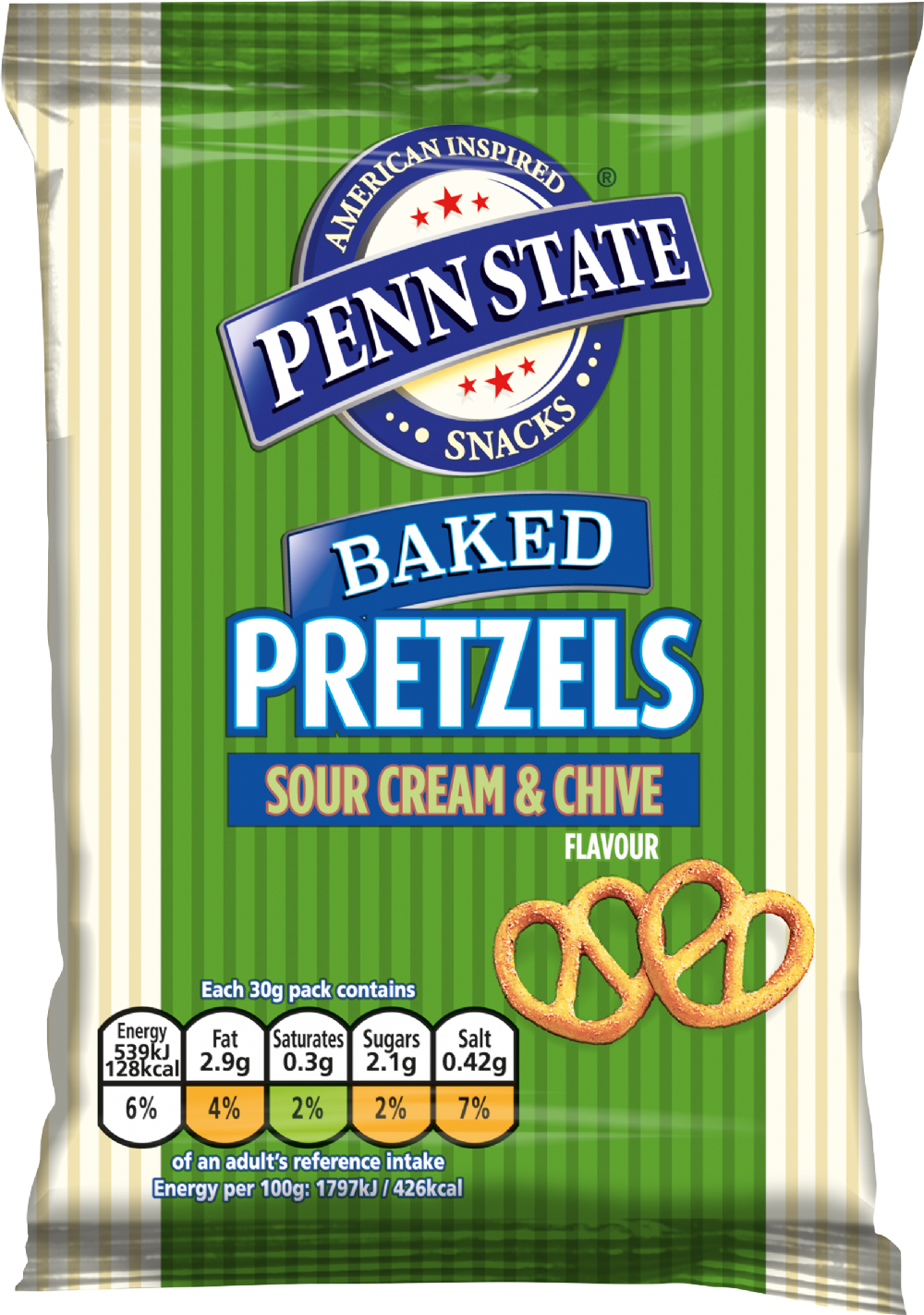 Penn State Sour Cream & Chive Pretzels 30G - Box of 33