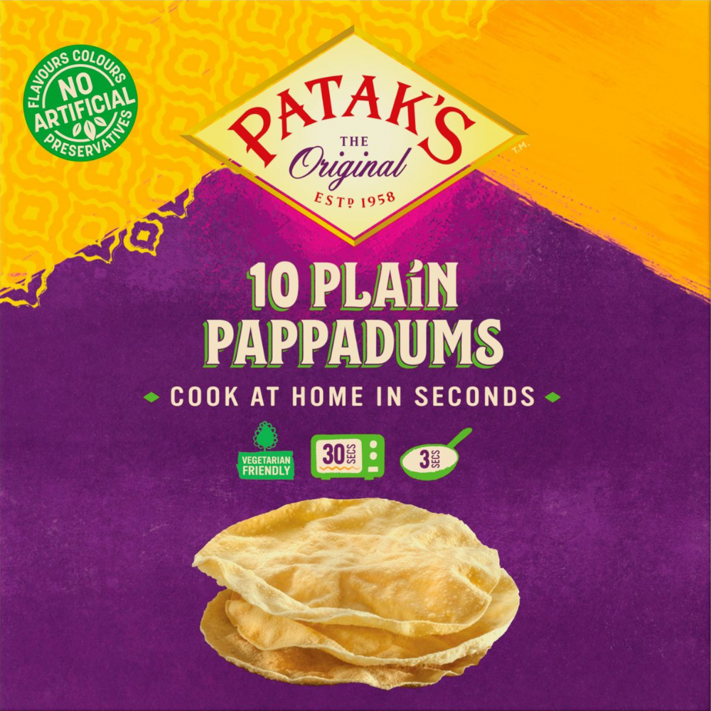 Patak's 10 Plain Pappadums - Ready To Cook 100G