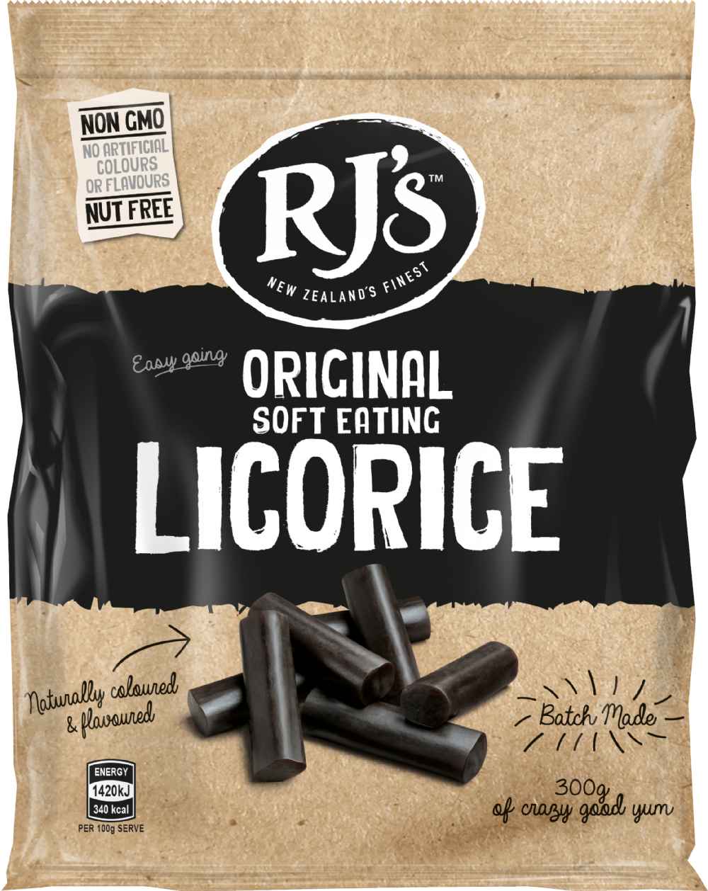 Rj's Licorice Original Soft Eating Licorice - Bag 300G