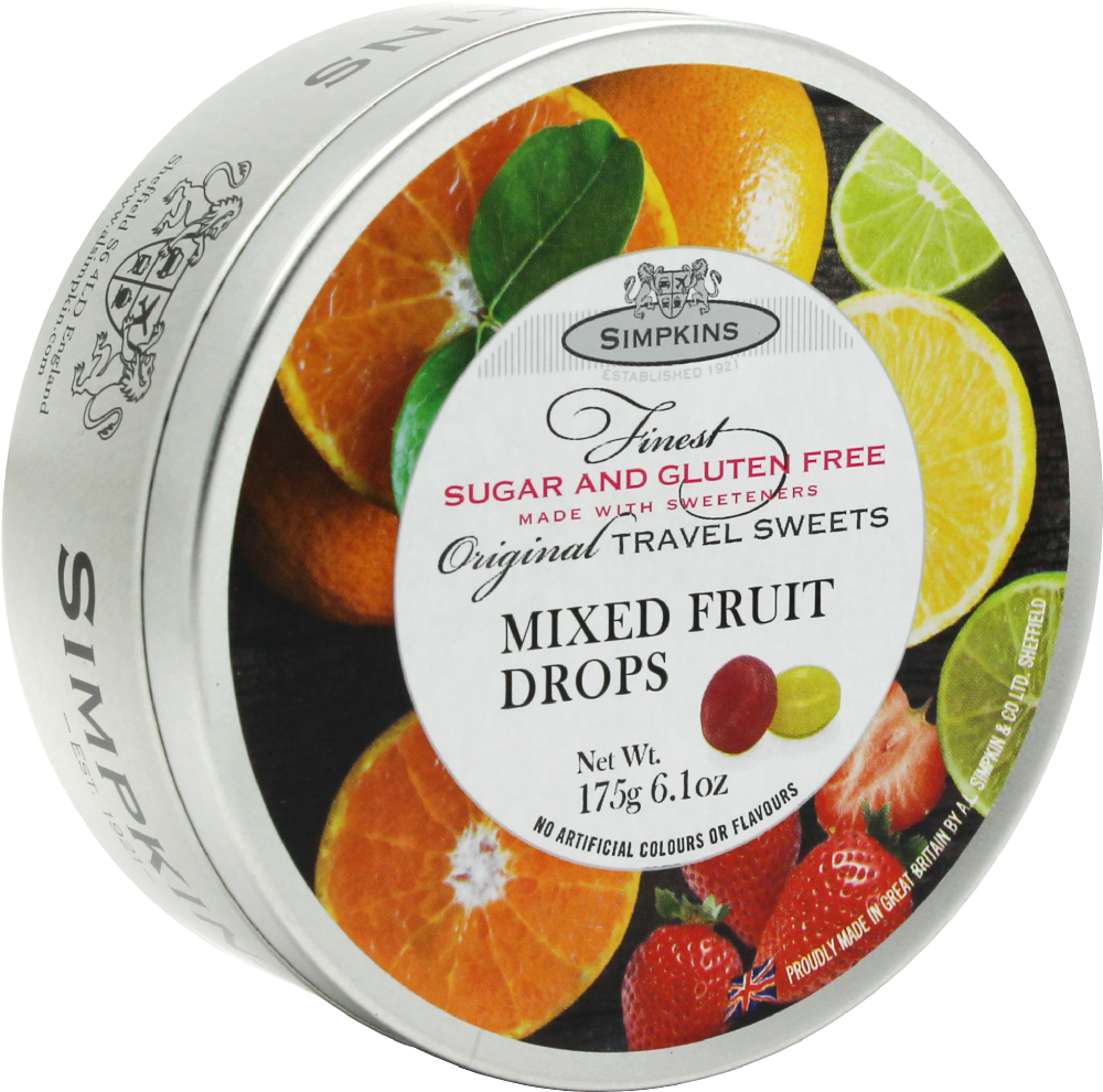 Simpkins Travel Sweets - Sugar Free Mixed Fruit Drops 175G