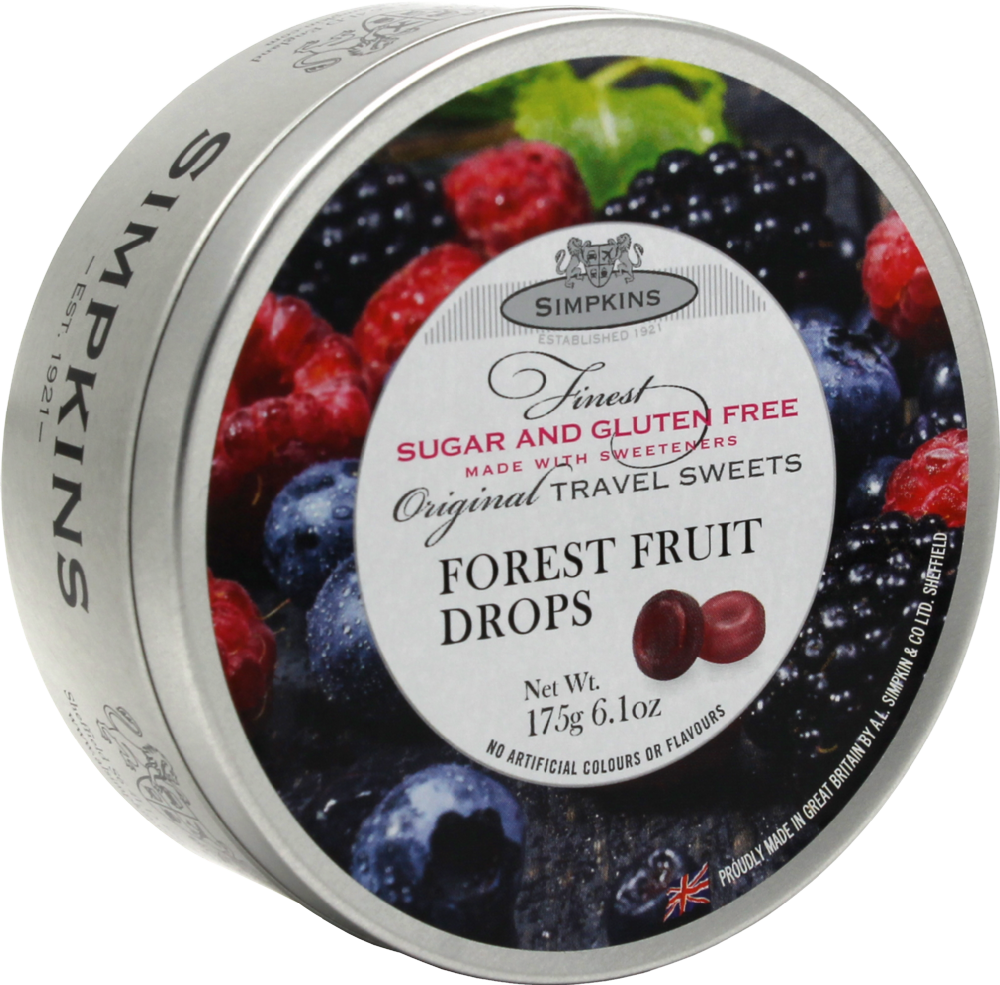 Simpkins Travel Sweets - Sugar Free Forest Fruit Drops 175G
