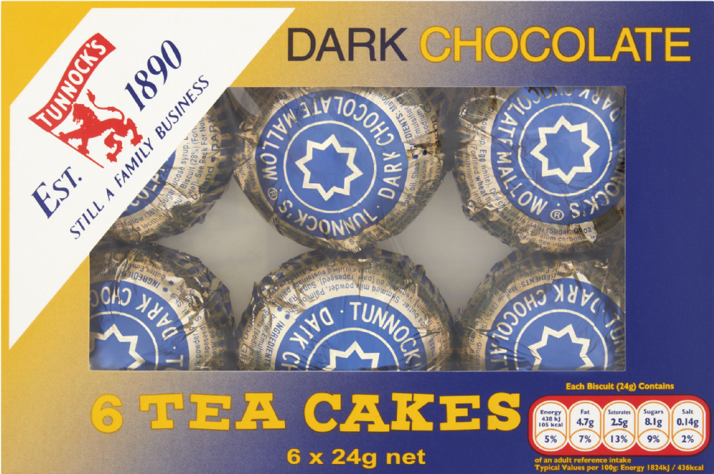 Tunnock's Dark Chocolate Teacakes 6 Pack 144G