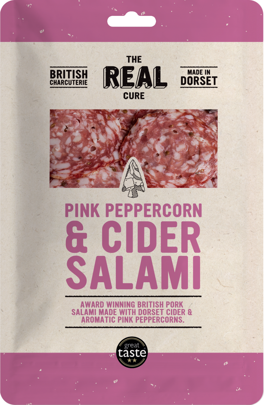 The Real Cure Pink Peppercorn & Cider Salami - Sliced 55G
