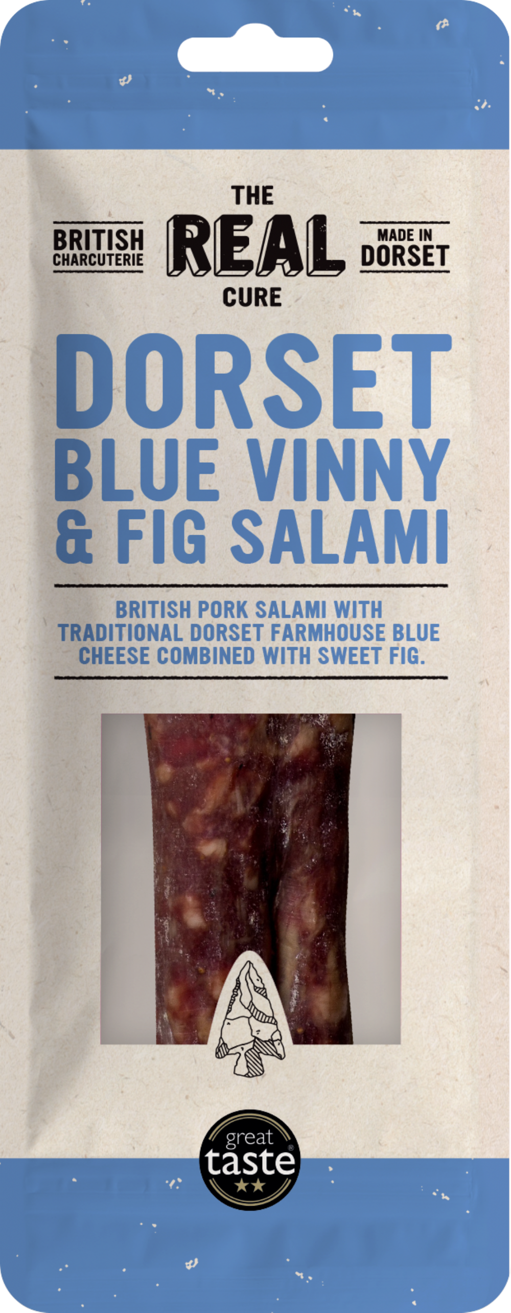 The Real Cure Dorset Blue Vinny & Fig Salami - Whole 150G