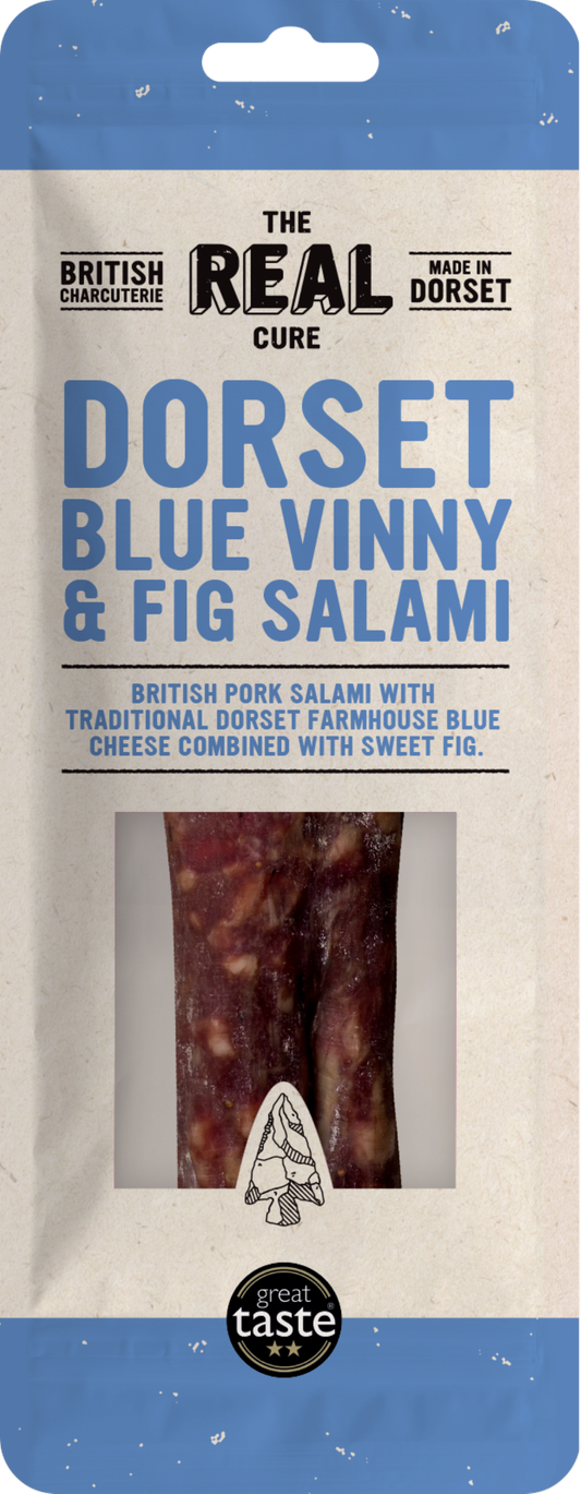 The Real Cure Dorset Blue Vinny & Fig Salami - Whole 150G