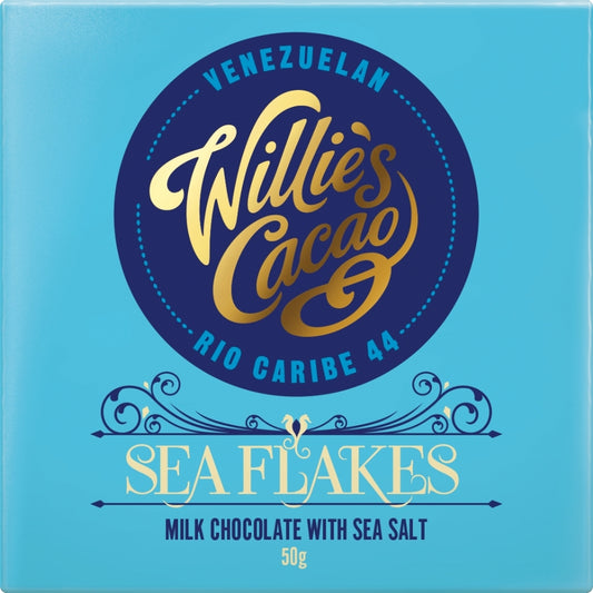 Willie's Cacao Sea Flakes Rio Caribe 44 Milk Chocolate With Sea Salt 50G
