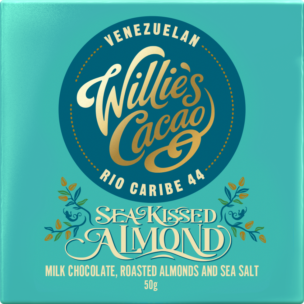 Willie's Cacao Sea Kissed Almond Rio Caribe 44 Milk Chocolate 50G