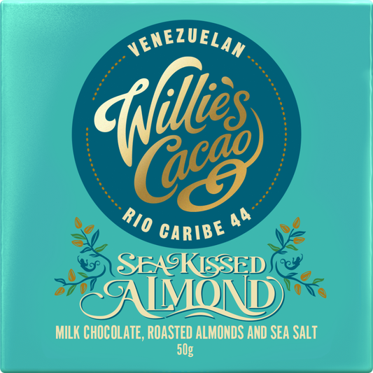 Willie's Cacao Sea Kissed Almond Rio Caribe 44 Milk Chocolate 50G