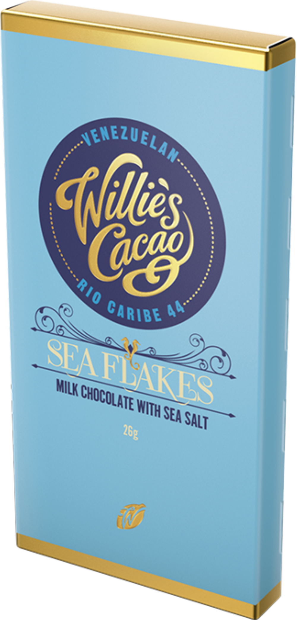 Willie's Cacao Sea Flakes Rio Caribe 44 Milk Chocolate With Sea Salt Bar 26G