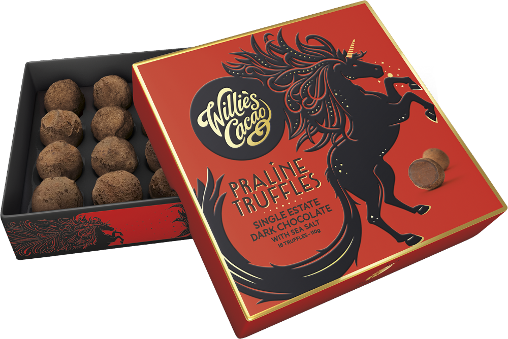 Willie's Cacao Praline Truffles - Dark Chocolate With Sea Salt 110G