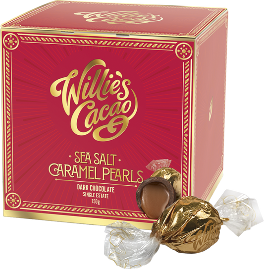 Willie's Cacao Sea Salt Caramel Pearls - Dark Chocolate 150G
