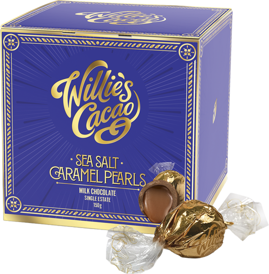 Willie's Cacao Sea Salt Caramel Pearls - Milk Chocolate 150G