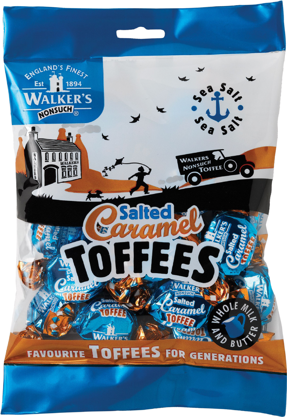 Walker's Nonsuch Salted Caramel Toffees - Bag 150G