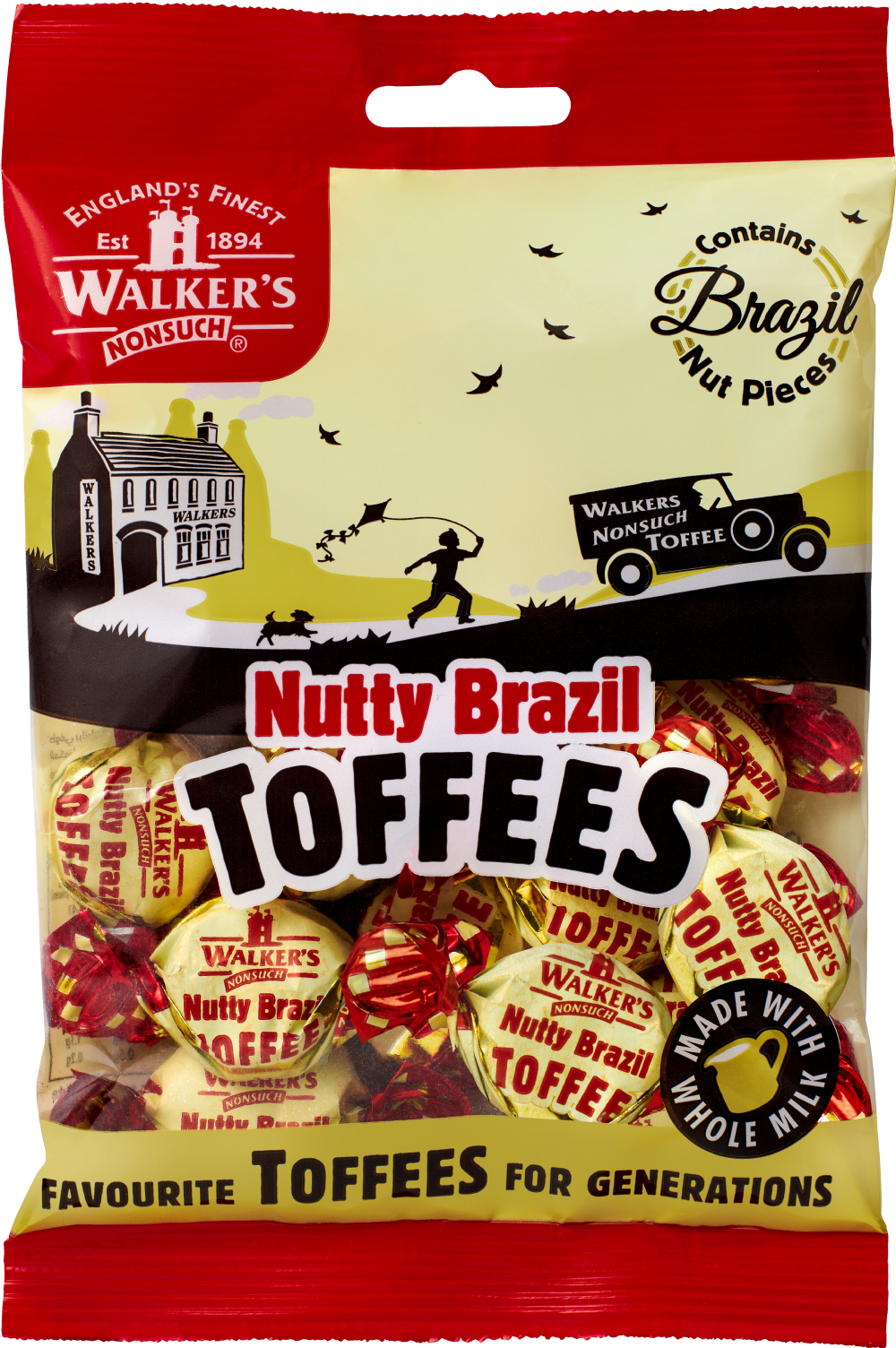 Walker's Nonsuch Nutty Brazil Toffees - Bag 150G