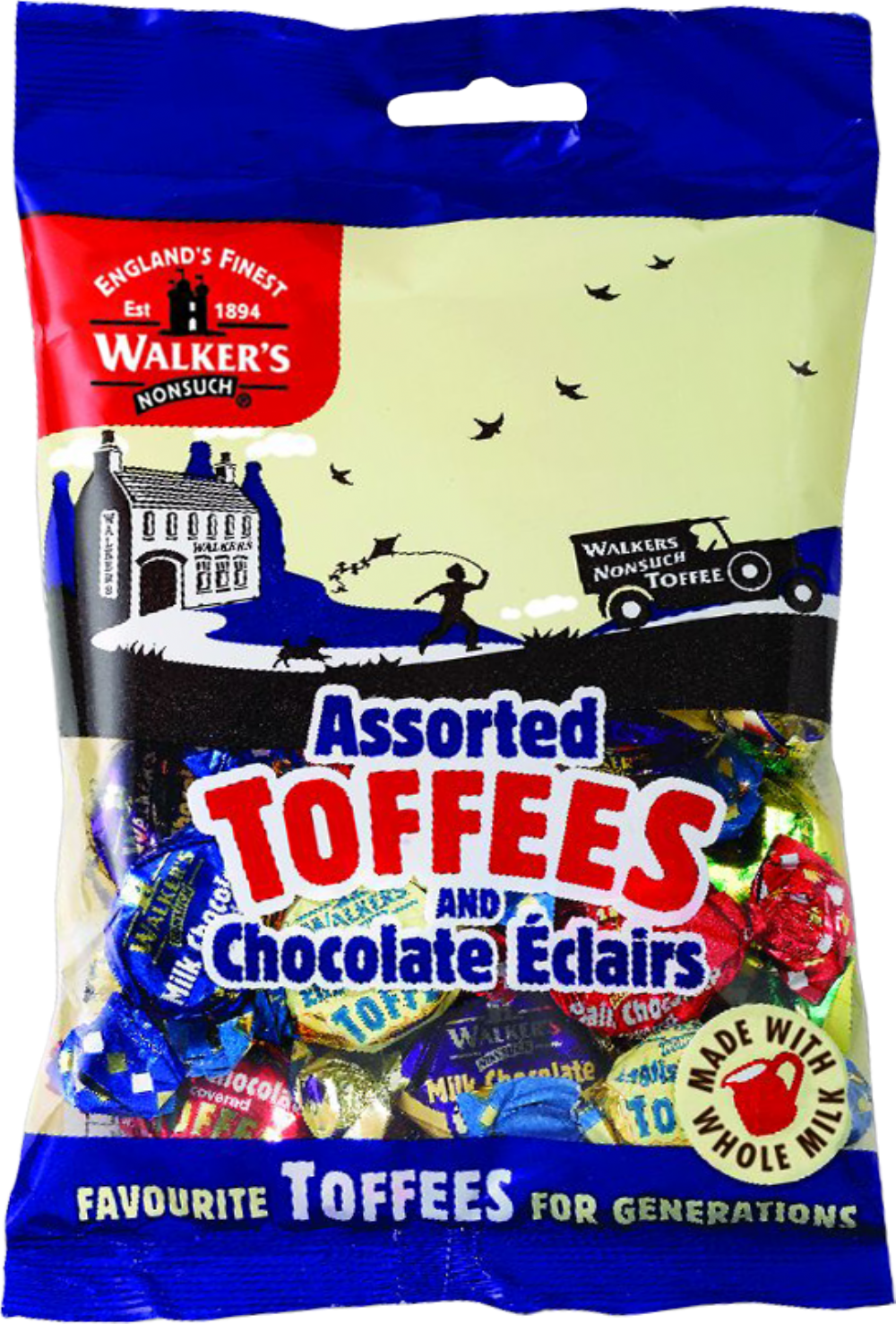 Walker's Nonsuch Assorted Toffees & Chocolate Éclairs - Bag 150G
