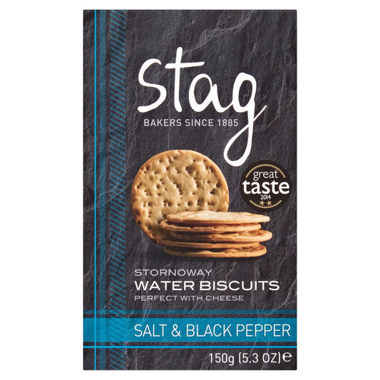 Stag Stornoway Water Biscuits - Salt & Black Pepper 150G