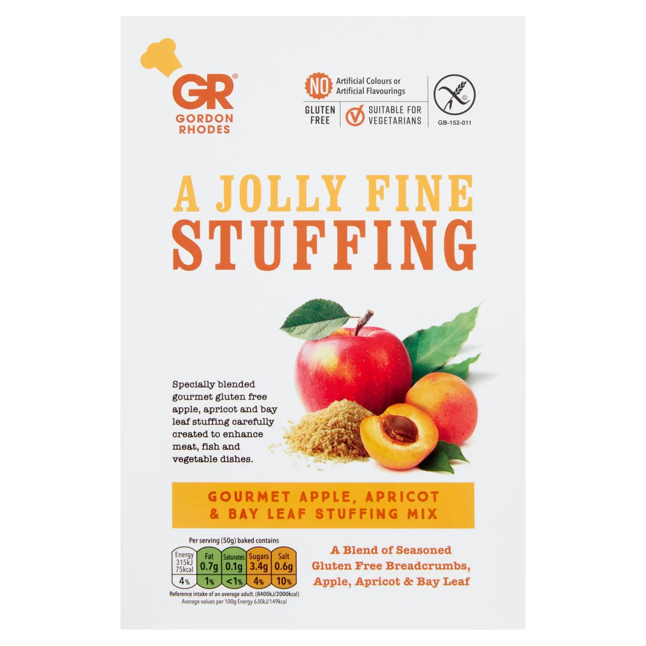 Gordon Rhodes Gluten Free Gourmet Apple, Apricot & Bay Leaf Stuffing Mix 125G