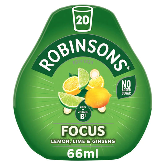 Robinsons Mini Focus Lemon Lime & Ginseng No Added Sugar Squash 66ml