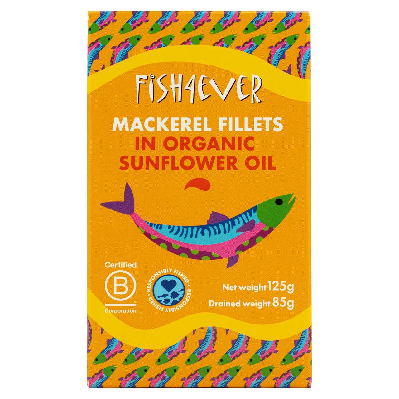 Fish 4 Ever Mackerel Fillets in Organic Sunflower Oil 125g