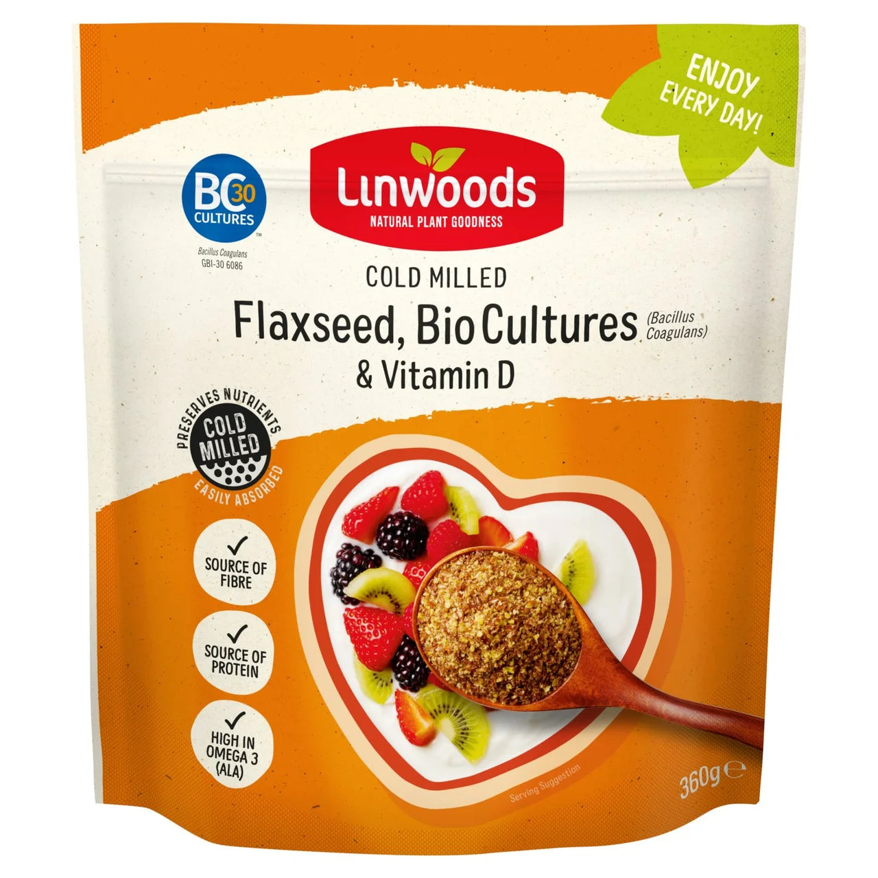 Linwoods Milled Flaxseed, Bio Cultures & Vitamin D, 360g