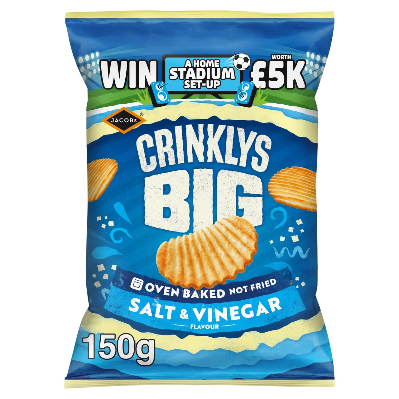 Jacob's Crinklys Big Salt & Vinegar Baked Snacks Share Bag - 150g