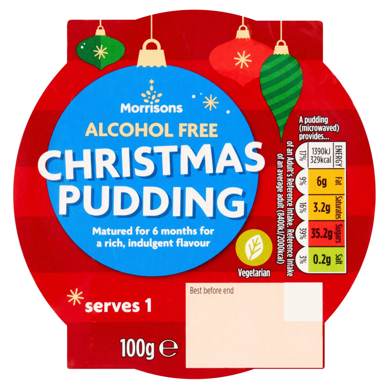 Morrisons Alcohol Free Christmas Pudding 100g Serves 1