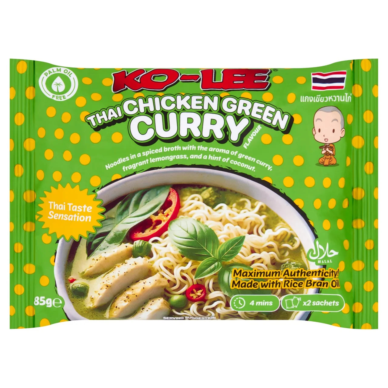 Ko-Lee Taste Sensation Instant Noodles Chicken Green Curry Flavour, 85g