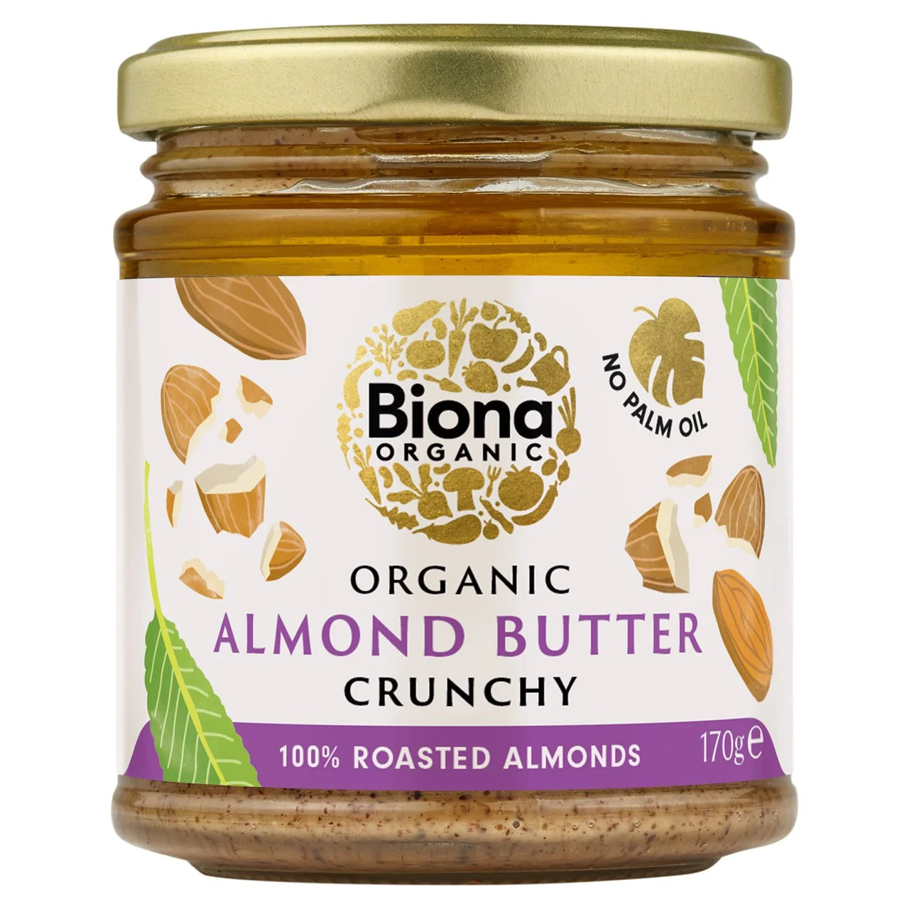 Biona Organic Almond Butter - Crunchy - 170g