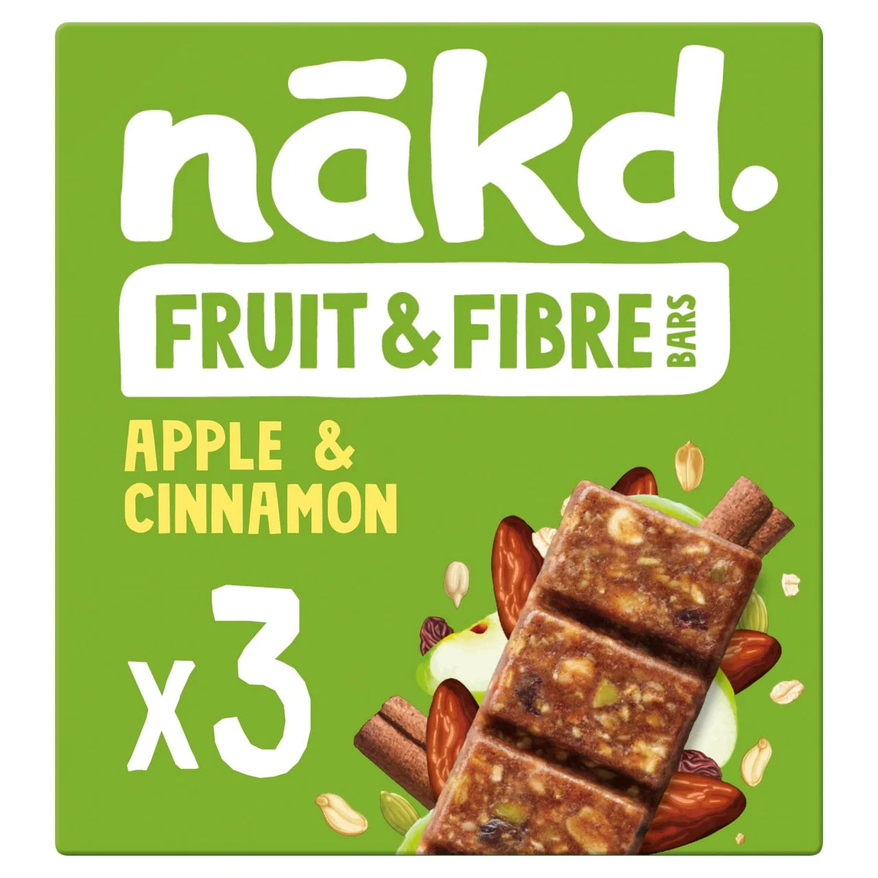 nakd. Fruit & Fibre Apple & Cinnamon Bars Multipack - 3x44g