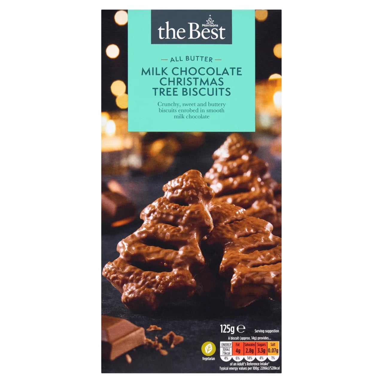 Morrisons The Best All Butter Milk Chocolate Christmas Tree Biscuits 125g